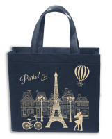 Еко сумка  мала "Paris"29*27*10 т.синя, коричнева